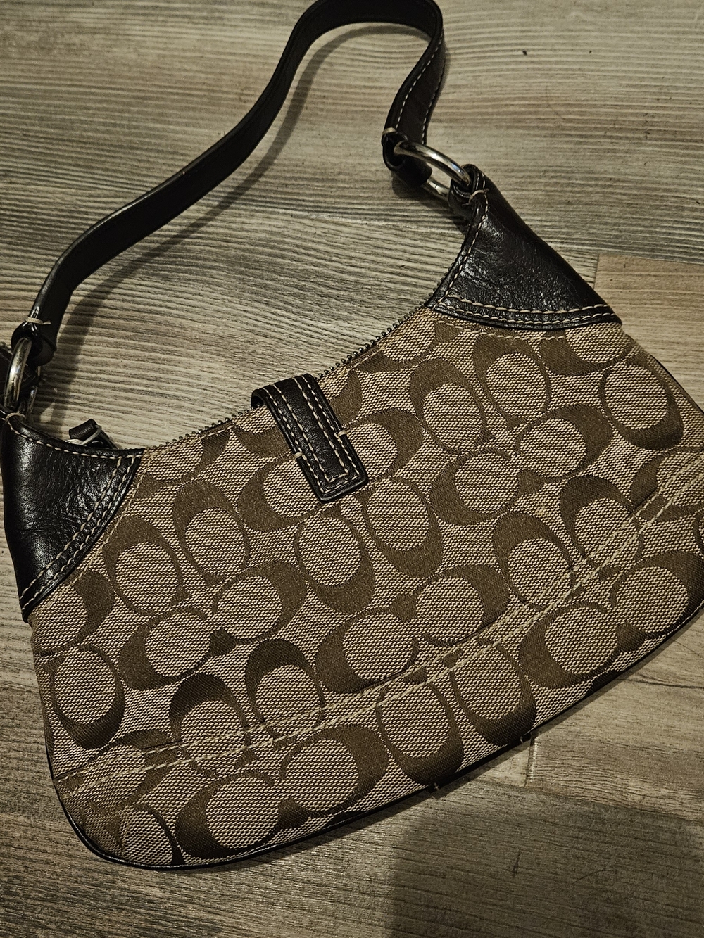 Coach Brown Signature Canvas and Leather Hobo Bag - Picture 2 of 5